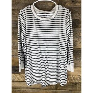 Time And Tru Women Plus Sz 2X Black & White Stripe Long Sleeve Top